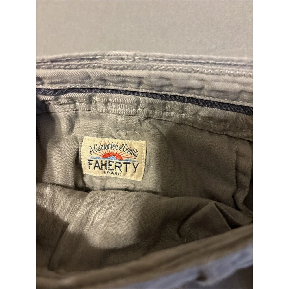 Faherty Mens Movement Chino Shorts Grey Sz 34 Organic Cotton 9” Inseam